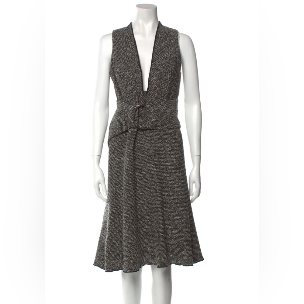 Marisa Minicucci Belted Virgin Wool A-Line Dress - Beautiful wide belt included